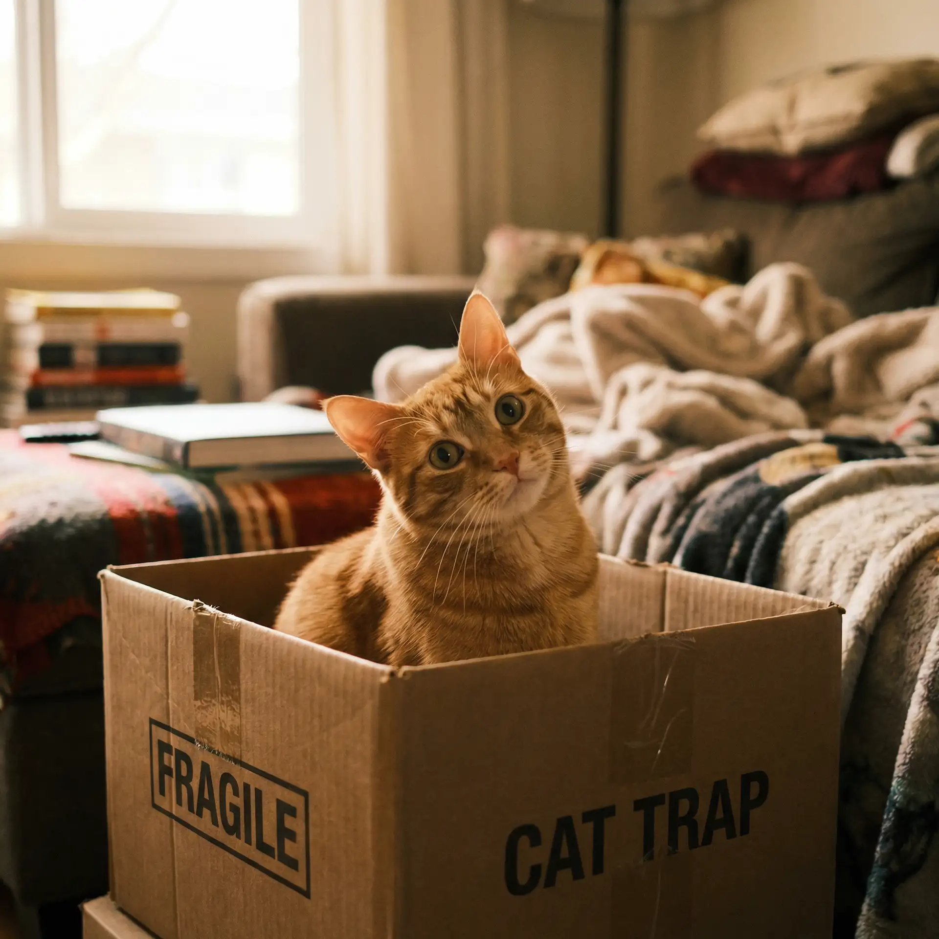 橘猫躲在纸箱里 - 老牛嫩草app