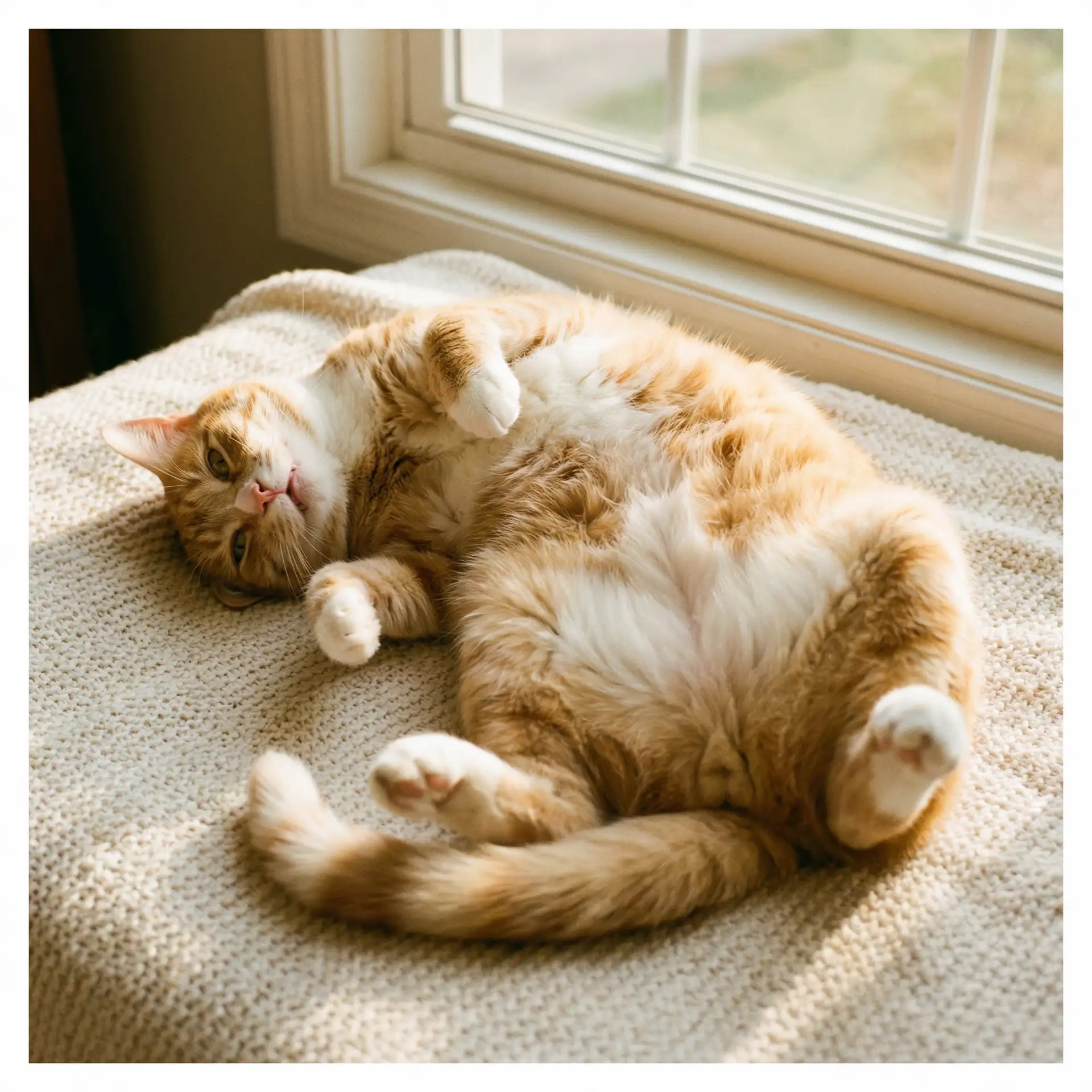 猫咪仰躺露出肚皮 - 老牛嫩草app